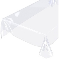ANRO Tischdecke Tischdecke Klara Transparent Transparent Robust Wasserabweisend Breite, Glatt weiß Rechteckig - 140 cm x 2000 cm