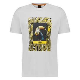 Boss T-Shirt mit Label-Motiv-Print Modell 'Te_Tucan', Weiss, L