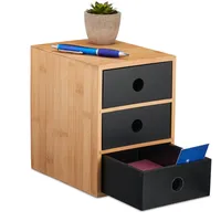 Relaxdays Schreibtisch Organizer 3 Schubladen 21x15x20 cm Natur/Schwarz