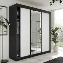 kier furniture Schiebetürenschrank Lamaro 200 x 205 x 59 cm Schwarz/Weiß