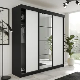 kier furniture Schiebetürenschrank Lamaro 200 x 205 x 59 cm Schwarz/Weiß