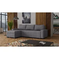 Fun Möbel Ecksofa Schlafsofa Sofa AGNETA Stoff Lincoln Dunkelgrau