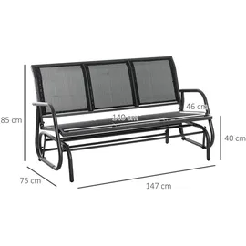 Outsunny Schaukelbank 144 x 55 x 85 cm Schwarz