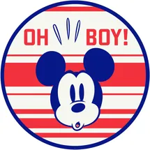 KOMAR Wandtattoo selbstklebendes Vlies - Mickey Oh Boy - Größe 125 x 125 cm (1 St), Künstler: Disney, rund und selbstklebend blau|rot