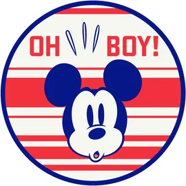 KOMAR Wandtattoo selbstklebendes Vlies - Mickey Oh Boy - Größe 125 x 125 cm (1 St), Künstler: Disney, rund und selbstklebend blau|rot