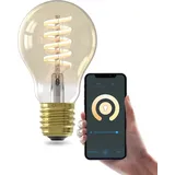 Calex Smart Spirale Filament Glühbirne E27, WLAN LED Beleuchtung mit Alexa SprachSteuerungg und Google Home, 7W A60 Leuchtmittel mit Warmw...