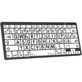 LogicKeyboard MAC Bluetooth Großdruck-Tastatur Schwarz auf Weiß, Mini-Layout