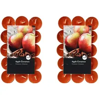 Teelichter Duft 2x30 Stück (60 Teelichter) - Brenndauer: 4,5 Std., Rußfrei - für Windlicht, Teelicht-Glas, Kerzenständer - Weihnachten, Geschenk, Deko, Hochzeit, Gastro (Orange - Duft: Apfel-Zimt)