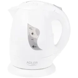 Adler AD 08 Mini-Wasserkocher in Weiß, 1 Liter, 850 Watt, mit drehbarem Sockel für Reisen