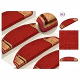 vidaXL Treppenmatten Selbstklebend 15 Stk. Rot 65x21x4 cm