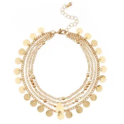 Fußkette mit Anhänger LASCANA, Damen, Gr. Metall, gold (goldfarben), glänzend, modisch, Fußkettchen, Mehrreihige Fußkette, Fußketten Set, Fußkettchen mit Anhänger