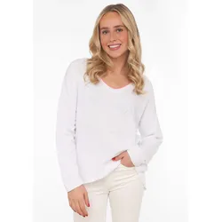 Sweatshirt ZWILLINGSHERZ "Positive Mind", Damen, Gr. SM (S/M), weiß, Obermaterial: 70% Baumwolle, 30% Polyester, unifarben, modisch, normal hüftlang, V-Ausschnitt, Langarm, Sweatshirts, mit Kontrastnaht in Neonfarbe