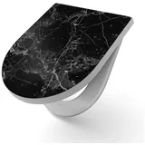DEQORI WC-Sitz 'Marmorplatte nah', WC Toilettensitz bedruckt Klobrille Toilettendeckel Motiv WC-Brille schwarz