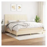vidaXL Boxspringbett mit Matratze Creme 200x200 cm Stoff