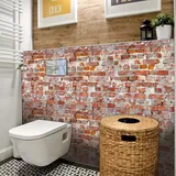 Fliesenaufkleber Bad 20x20 Roter Ziegelstein Klebefliesen Küchenrückwand Folie Selbstklebende Fliesen Fliesenaufkleber Küche Badezimmer Fliesenfolie Vinyl Selbstklebend Wasserdicht(20p)