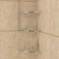 8 mm Glas-Wandregal Glasregal Eckregal für Duschwände/Duschkabinen Klarglas Regal Ablage Sicherheitsglas, 3 Stück