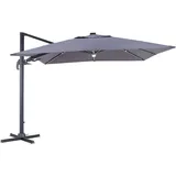 Ambia Garden Ampelschirm Anthrazit, 300x300 cm, 360° drehbar, LED-Beleuchtung, Sonnen- - Sichtschutz, Sonnenschirme, Ampelschirme