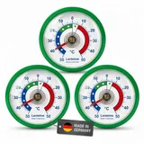 Lantelme Kühlschrankthermometer 3 Stück Selbstklebend Gefrierschrank Kühltheke Kühlschrank Thermometer, 3-tlg., 3 Stück im Set, Farbauswahl, Klebepads anbei, Deutsche Herstellung, Temperaturanzeige + - 50°C Analog grün