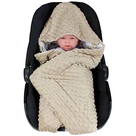 TupTam Baby Winter Einschlagdecke für Babyschale Wattiert Minky Baumwolle Universal, Farbe: Rehlein/Bären/Beige/Hellbraun, Größe: Einheitsgröße