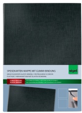 Sigel Speisekarten-Mappe mit Gummi-Bindung, Menükarte mit 2 Doppel-Transparenthüllen für 8 Seiten, für A5