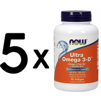 (450 g, 259,81 EUR/1Kg) 5 x (NOW Foods Ultra Omega 3-D with Vitamin D-3 - 90 so