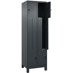 C+P Z-Spind Classic PLUS, Füßen, 4 Abteile, HxBxT 195x60x50cm, Sicherheitsdrehriegel, Anthrazit von PROREGAL