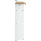 Möbel Kraft Garderobenpaneel , weiß , Holzwerkstoff,Glas , Maße (cm): B: 42 H: 170 T: 27.0