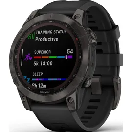 Garmin fenix 7 Sapphire Solar schiefergraues DLC-Titan mit schwarzem Armband