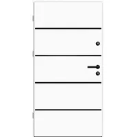 Aluminium-Stahl Nebeneingangstür "ARANJA" BLACKLINE Weiß RAL 9016 beidseitig außen öffnend DIN links