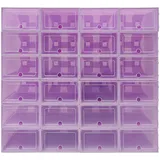 DJOAIUYF Schuhboxen 24er Set,Stapelbar Transparent Schuhkarton für Turnschuhen,flachen Schuhen,Hausschuhen,bis Größe 44,Schuh-Organizer Aufbewahrungsboxen mit Deckel (Violett)