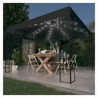 vidaXL Pavillon Pavillon mit LED-Lichterkette 3x3 m Anthrazit