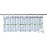 Home4You Scheibengardinen 4er Set, 140 x 45 cm - Grün - Grau - Weiß - Polyester - 4er Set