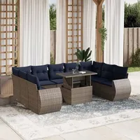vidaXL Gartensofa-Set 10-tlg. grau Polyrattan