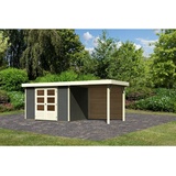 Karibu Gartenhaus Askola 4 mit 240 cm Schleppdach und Rückwand – grau