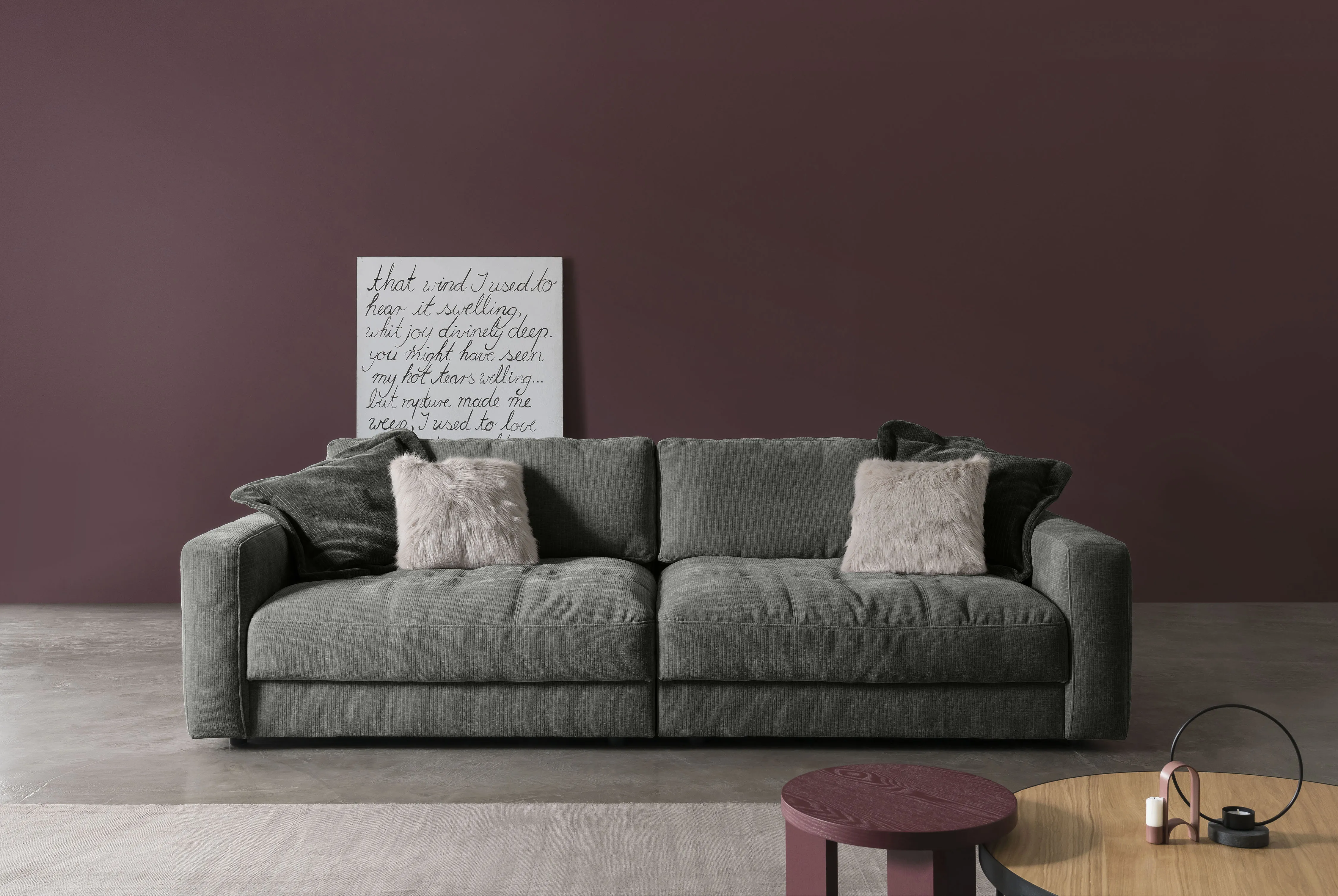 Big-Sofa BETYPE "Be Comfy", grau (beluga), B:264cm H:84cm T:111cm, 100% Polyester, Sofas, legerer Sitzkomfort, wahlweise mit manueller Sitztiefenverstellung