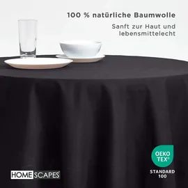 Homescapes Tischdecke rund 180 cm Schwarz