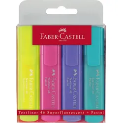 FABER-CASTELL Textmarker 46, Etui mit 4 Markern in Pastell