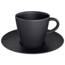 Villeroy & Boch Manufacture Rock Espressotasse mit Untertasse schwarz