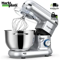 Küchenmaschine Knetmaschine 6 Geschwindigkeiten 6,2QT Silber mit Zubehör