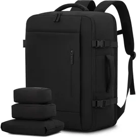 luxuskollektion Handgepäck Rucksack 40L Reiserucksack Herren Damen 17 Zoll Laptop Schwarz - Schwarz