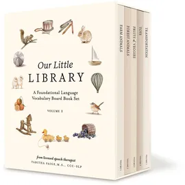Paige Tate & Co Our Little Library: A Foundational Language Vocabulary Board Book Set for Babies, Including Farm & Forest Animals, Fruits & Veggies, Toys & More (Tabitha Paige Children's Book Series, Band 5)