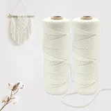 Gentpovth 2 Stück Makramee Garn 2mm x 100m, Makramee Garn Set Beige, Natürliches Makramee, Baumwoll Bastelschnur für DIY Handwerk Basteln Stricken Boho Deko Wandbehang Dekoration Wohnzimmer