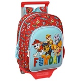 PAW PATROL Schulrucksack mit Rädern The Paw Patrol Funday Rot Hellblau (26 x 34 x 11 cm)