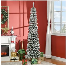 Homcom Künstlicher Weihnachtsbaum 210 cm Tannenbaum künstlich mit Kunstschnee, 490 Spitzen Christbaum Weihnachtsdeko inkl. Metallständer für drinnen