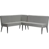 otto home Eckbank OTTO HOME "Lenzrose", grau (hellgrau), B:204cm H:86,5cm T:61,5cm, Polyester, Sitzbänke, Eckbank, mit Taschenfederkern, schwarzes Metallgestell, Breite 202 cm