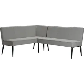 otto home Eckbank OTTO HOME "Lenzrose", grau (hellgrau), B:204cm H:86,5cm T:61,5cm, Polyester, Sitzbänke, Eckbank, mit Taschenfederkern, schwarzes Metallgestell, Breite 202 cm