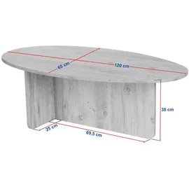 CaliCosy Couchtisch ANNA Atlantische Kiefer 65 x 40 x 120 cm