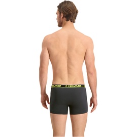 Head Herren Boxershorts im Pack - Basic, Baumwoll Stretch, einfarbig Anthrazit/Gelb L