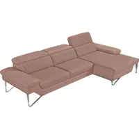 Ecksofa EGOITALIANO "Princess, elegantes Designsofa mit erstklassigem Sitzkomfort, L-Form", rosa (millenium rose), B:282cm H:95cm T:168cm, Leder »BULL« (echtes Rindsleder). Geschliffenes, pigmentiertes und behandeltes Rindsleder mit einer Dicke von 1, 3-1, 5 mm. Dieses Leder zeigt eine ziemlich weiche Hand mit einem halb undurchsichtigen Aussehen. Es handelt sich um ein geschütztes Leder. Eine leichte Deckschicht schützt sie vor Flecken, ohne ihre ursprünglichen Eigenschaften zu verändern. Die geschützten