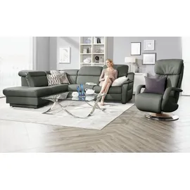 HIMOLLA Ecksofa Leder 9707 ¦ grau ¦ Maße (cm): B: 275 H: 84 T: 245